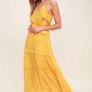 Golden Yellow Lace Maxi Dress